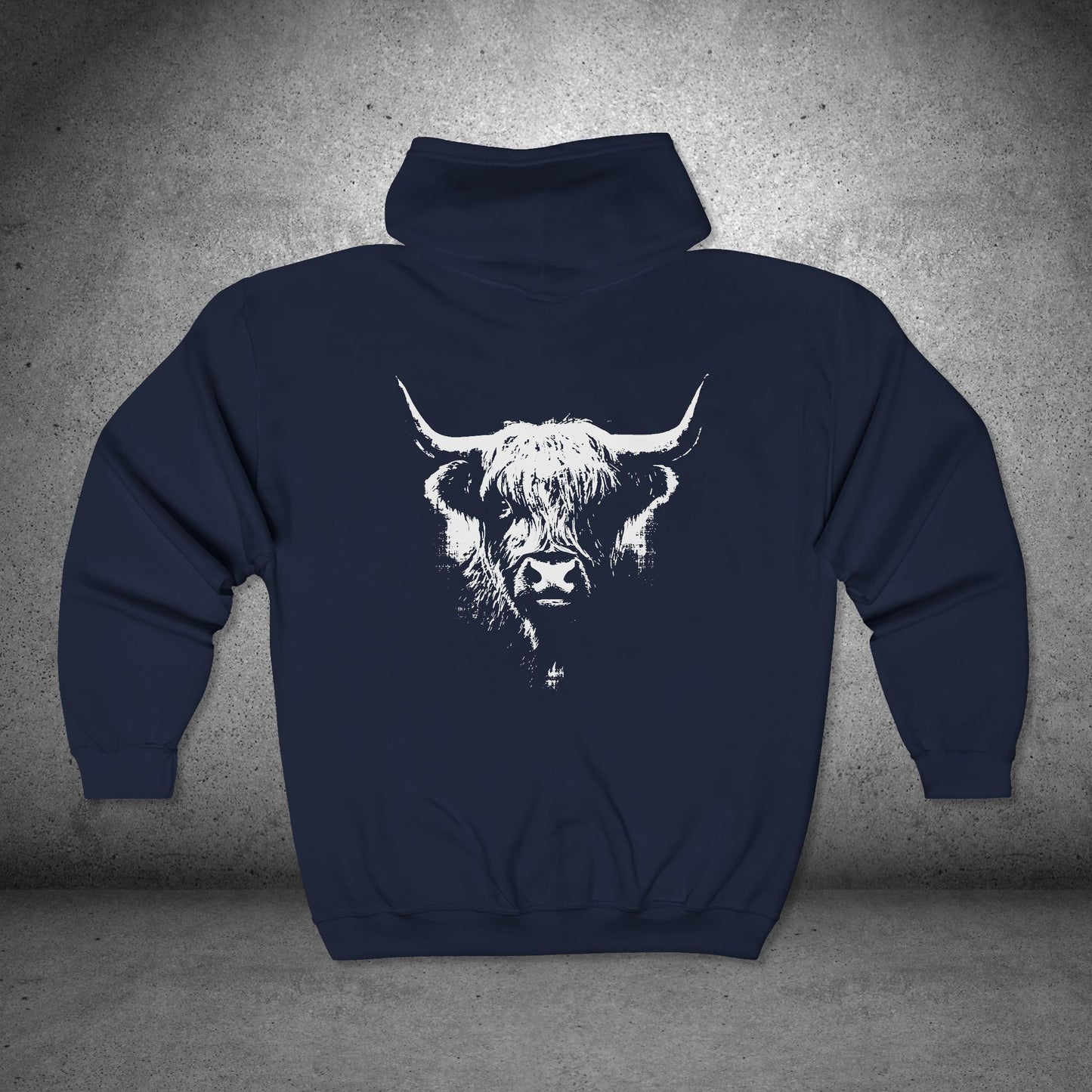 Highland Cow Zip-Up Hoodie – Cozy Farm & Country Jacket
