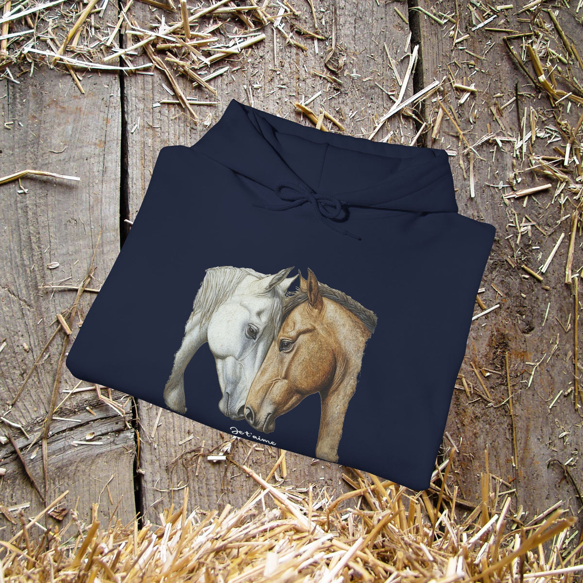 Je T’aime Horse Hoodie - Two Horses Equestrian Sweatshirt