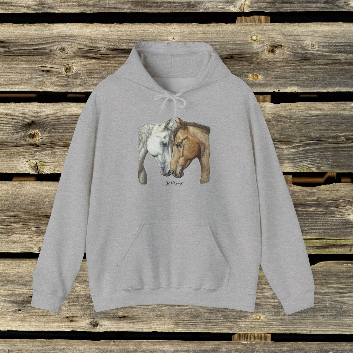 Je T’aime Horse Hoodie - Two Horses Equestrian Sweatshirt