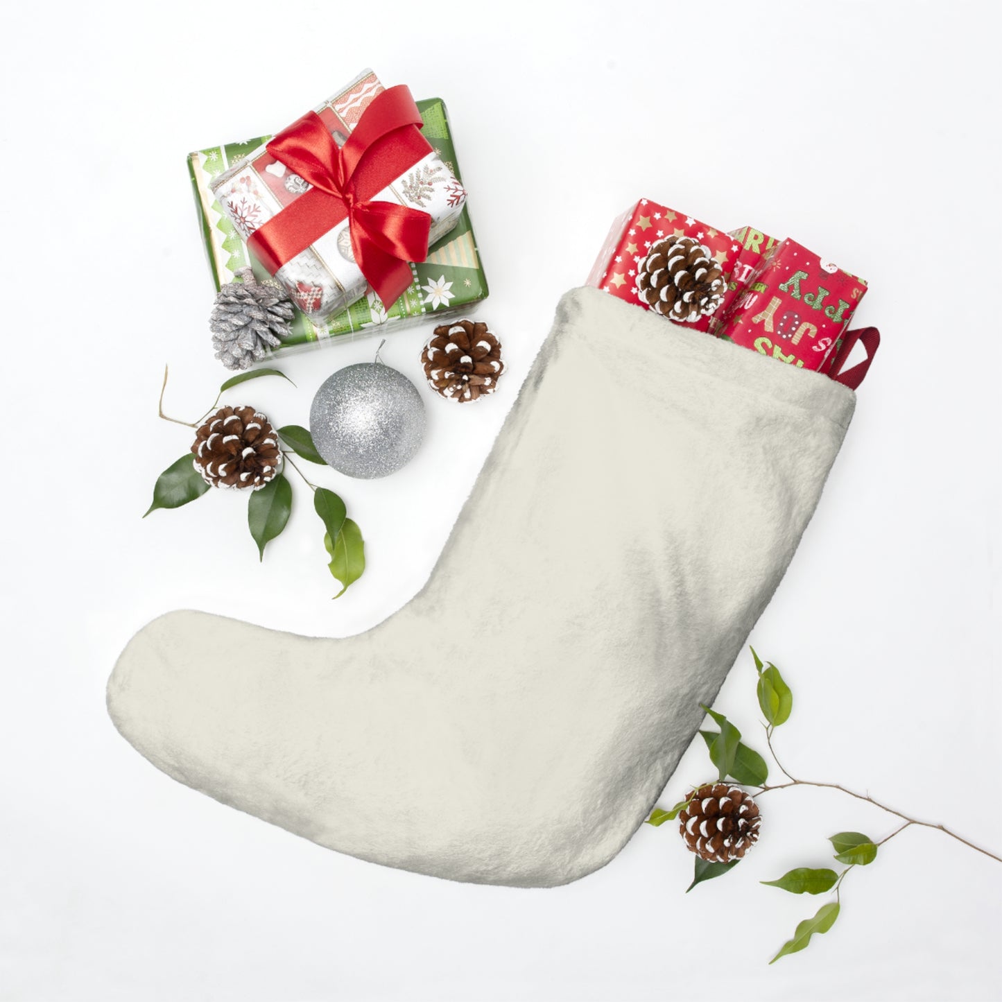 Christmas White Mare Horse Stocking Simple White Holiday Stocking