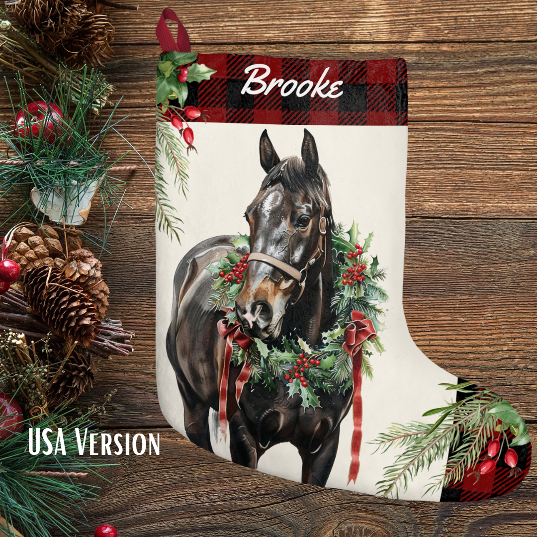 The Big Bay Christmas Horse Christmas Stocking, Holiday Gift Decor