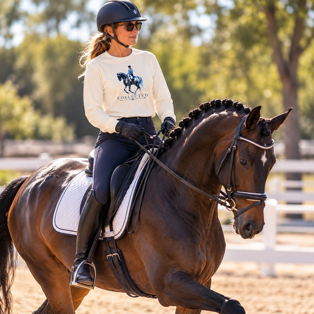 Dressage Horse Long Sleeve Shirt- Collected - Soft Barn Wear Equestrian Tee