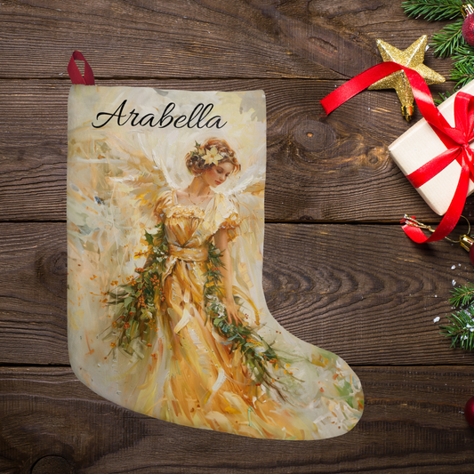 Golden Angel Christmas Stocking: Christmas Decor, Gift for Family or Friends Made in USA