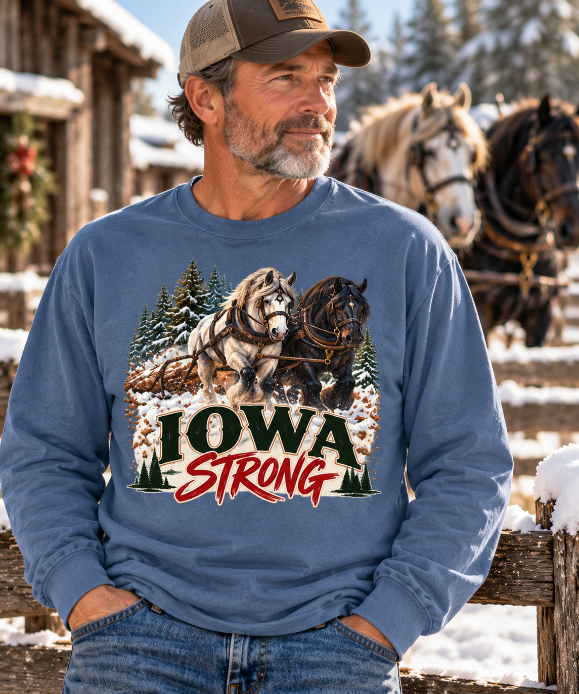 Draft Horse State Strong Comfort Colors Long Sleeve Shirt – Custom State Pride Tee