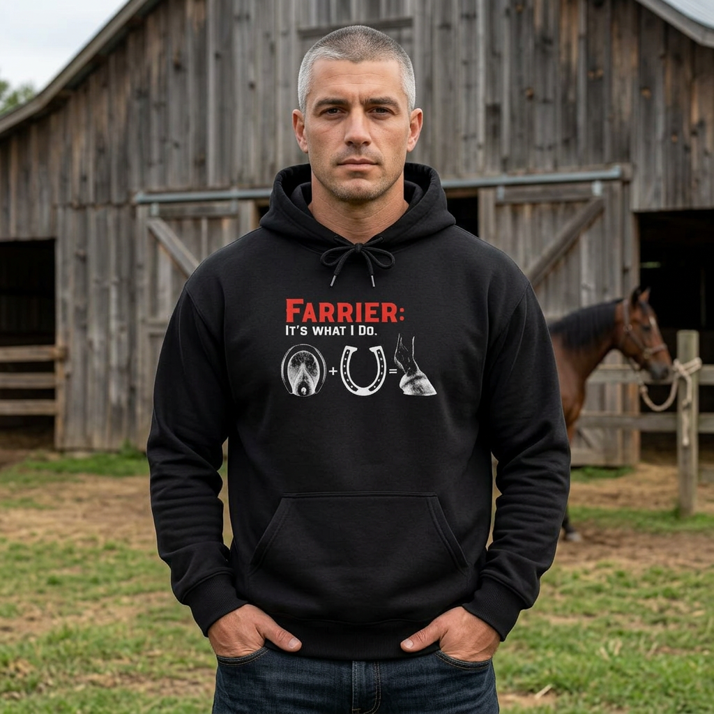 Farrier Hoodie – “It’s What I Do” Horseshoer Layered Hooded Sweatshirt