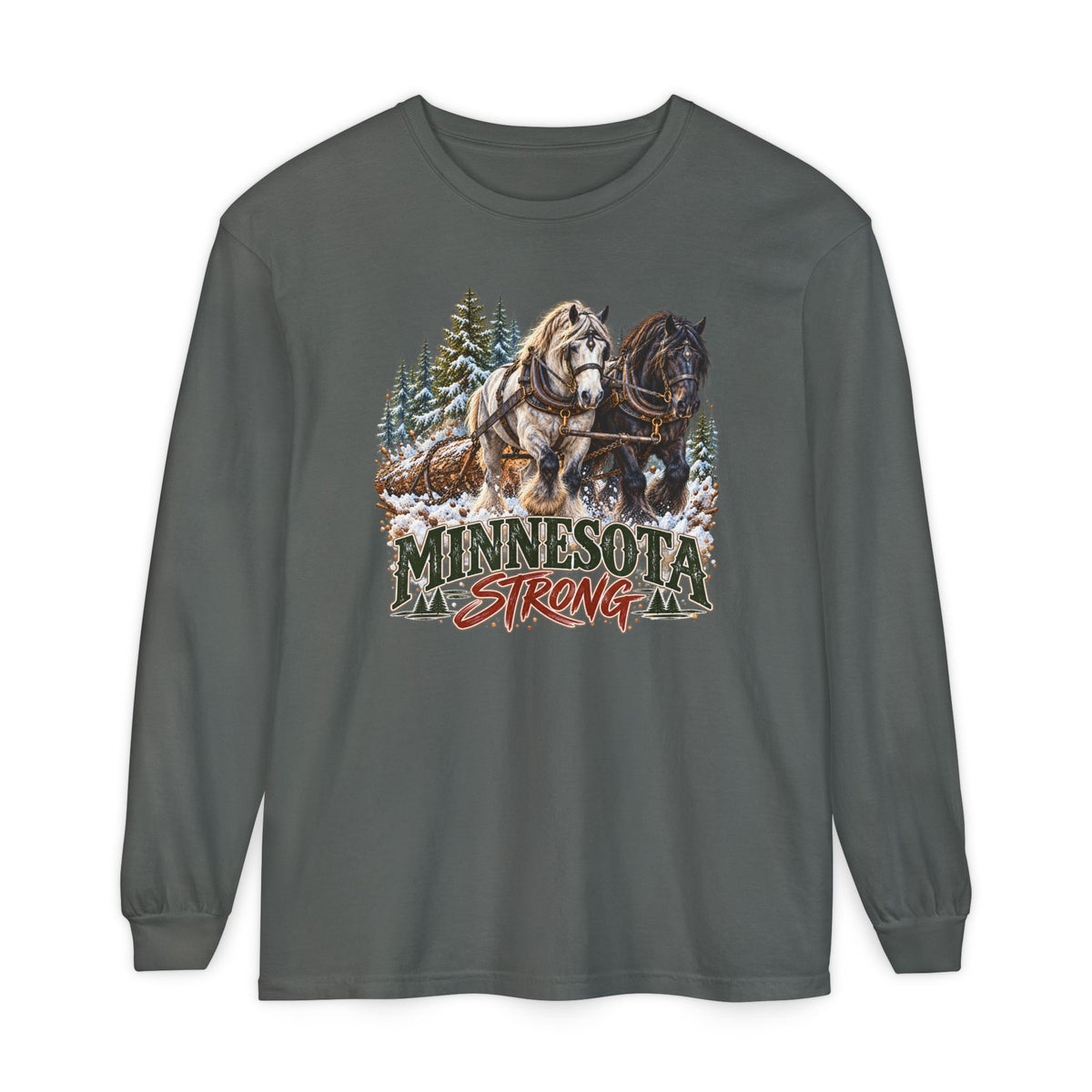 Draft Horse State Strong Comfort Colors Long Sleeve Shirt – Custom State Pride Tee