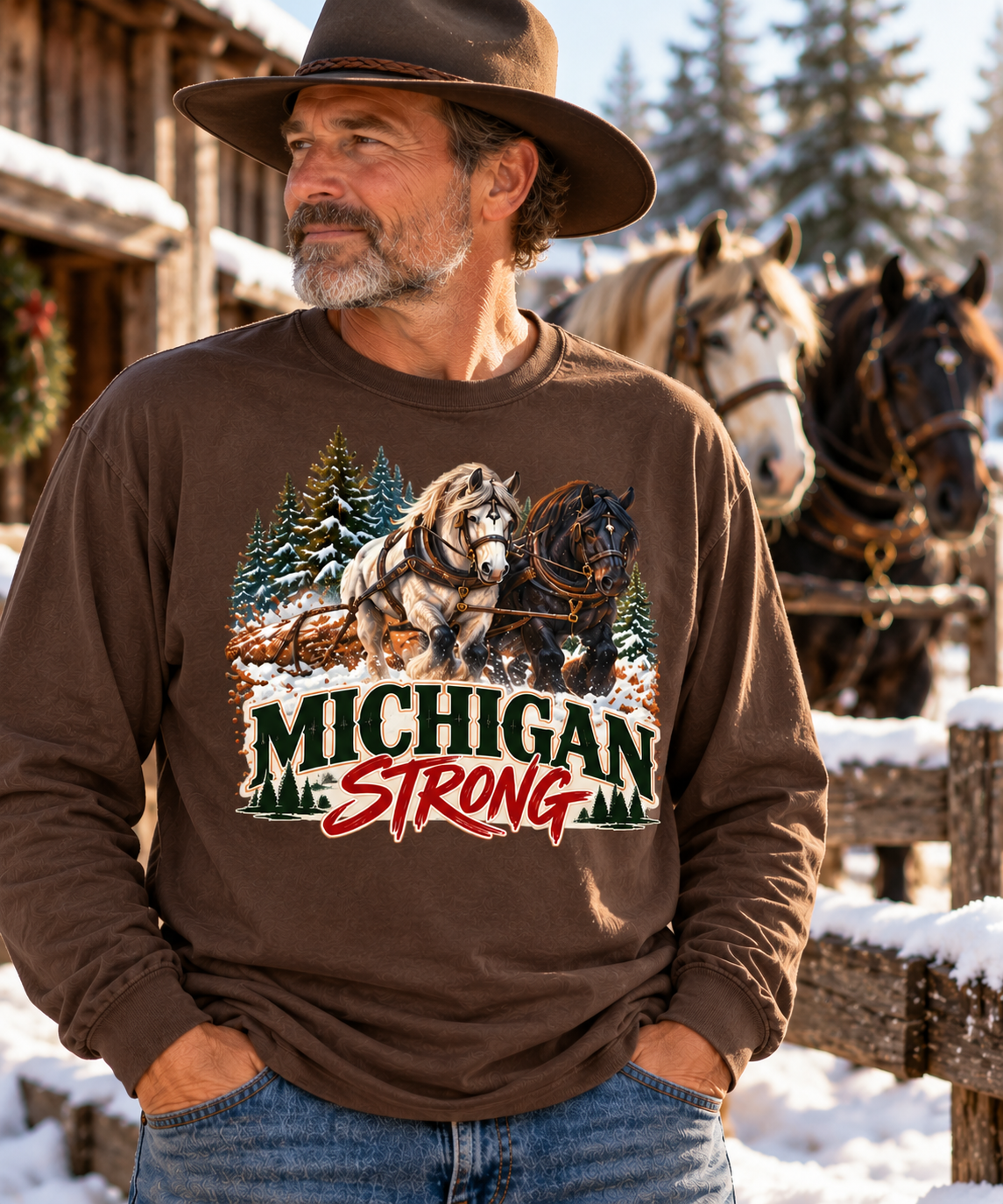 Draft Horse State Strong Comfort Colors Long Sleeve Shirt – Custom State Pride Tee