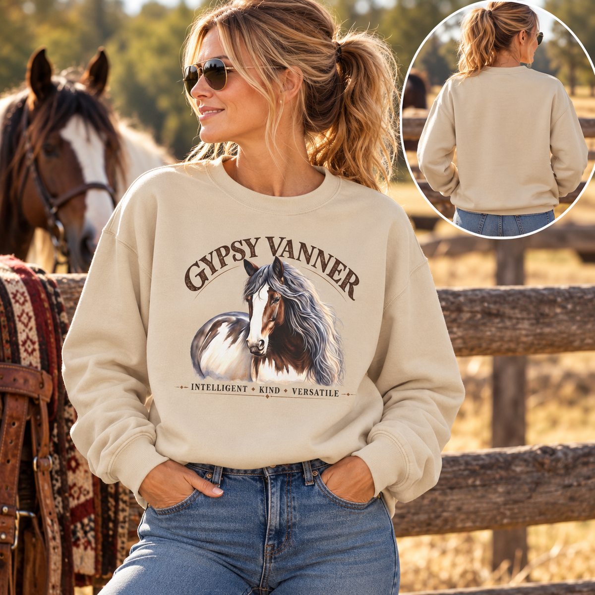 Gypsy Vanner Horse Sweatshirt, Vanner Horse Crewneck, Equestrian Horse Lover Gift