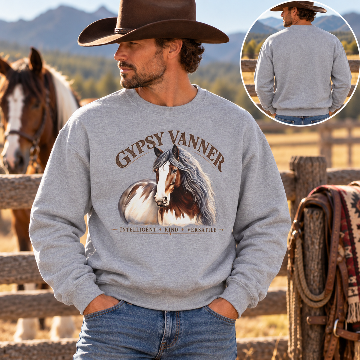 Gypsy Vanner Horse Sweatshirt, Vanner Horse Crewneck, Equestrian Horse Lover Gift