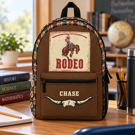 Personalized Rodeo Horse Backpack with Aztec Pattern