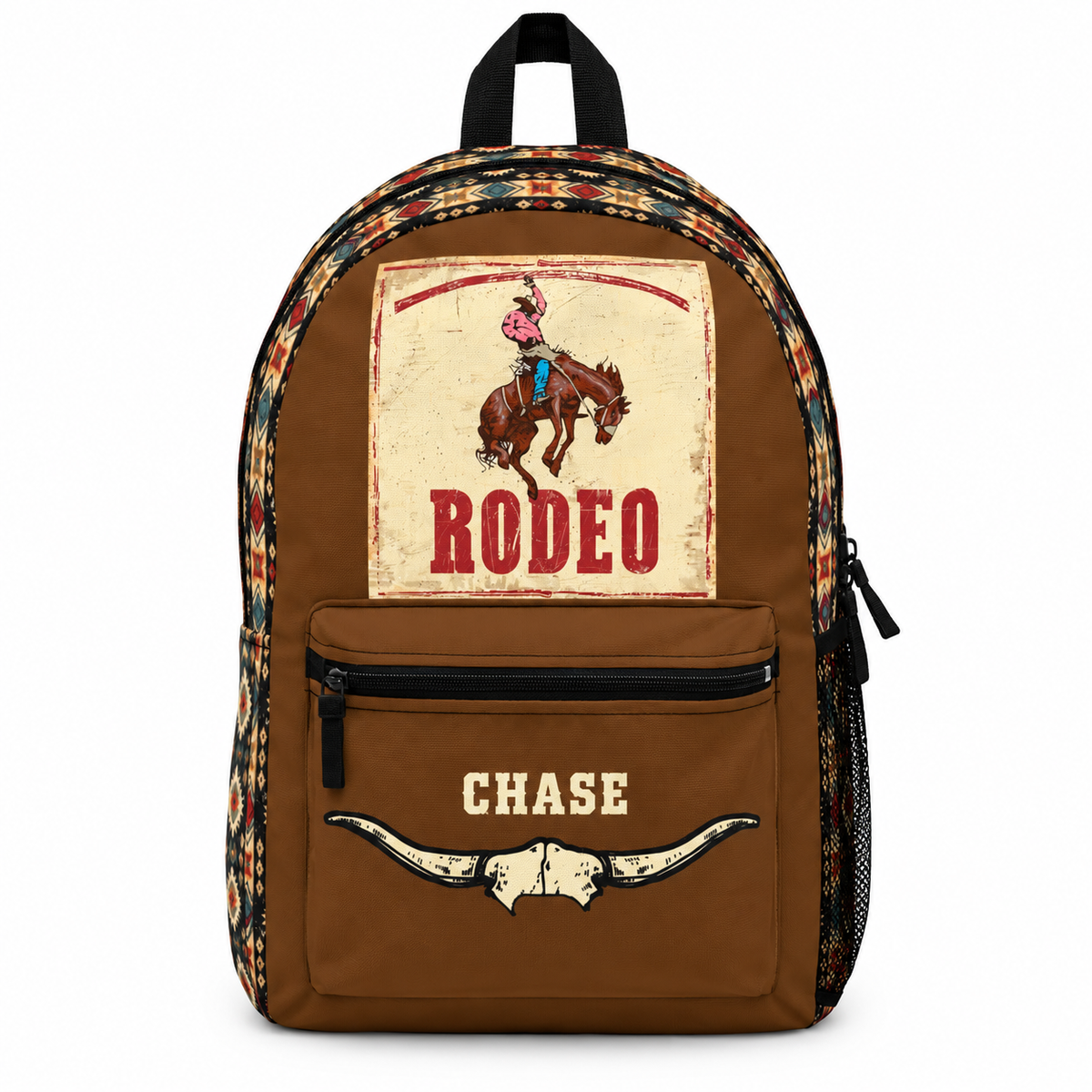 Personalized Rodeo Horse Backpack with Aztec Pattern