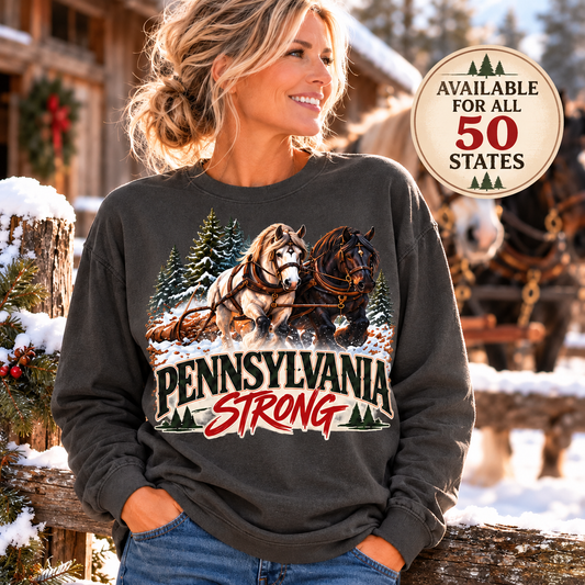 Draft Horse State Strong Long Sleeve Shirt – Custom State & Personalized Comfort Colors Tee