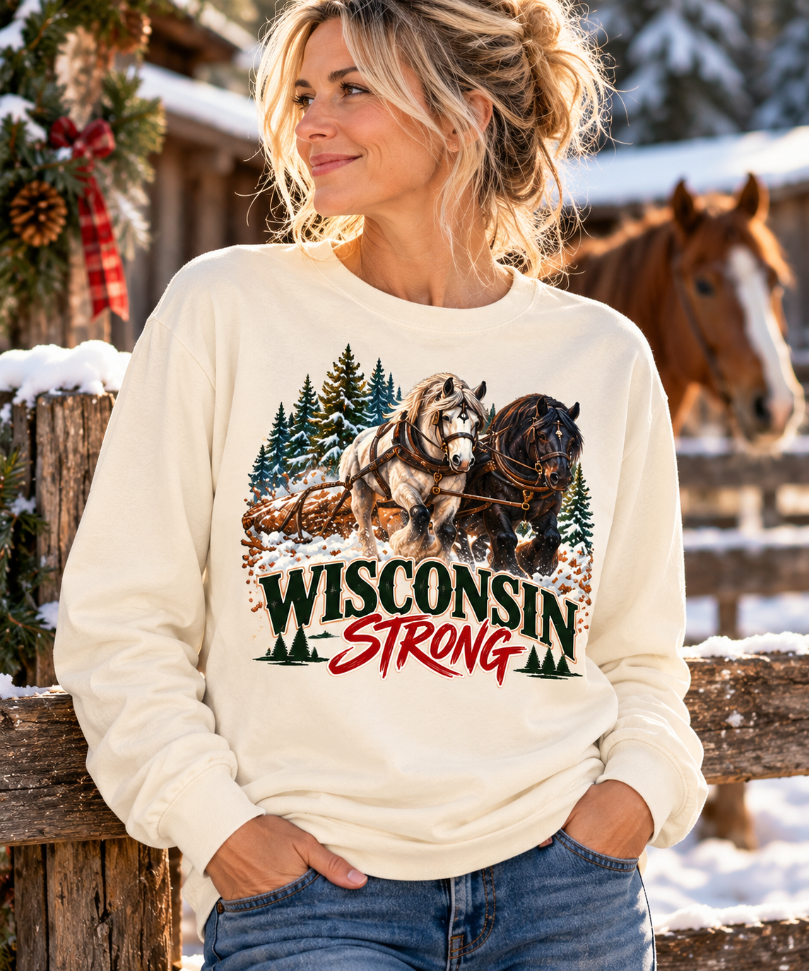 Draft Horse State Strong Comfort Colors Long Sleeve Shirt – Custom State Pride Tee