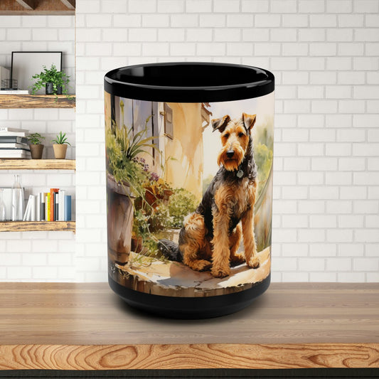 Airedale Dog Mug, Personalized Mug, Watercolor Painting, Dog Lover Gift - FlooredByArt