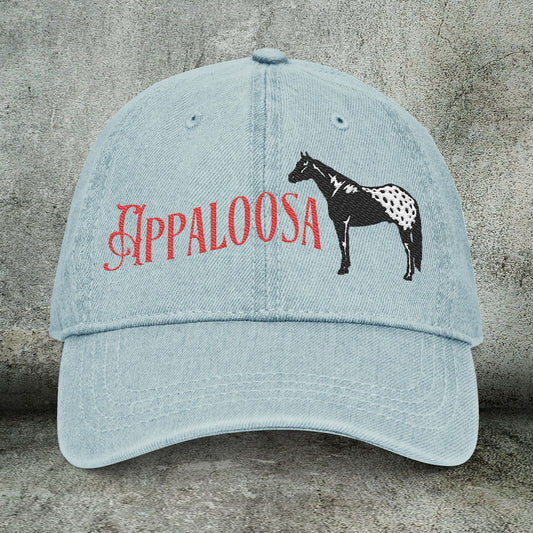 Appaloosa Embroidered Denim Hat – Casual Horse Lover Cap in Vintage Style - FlooredByArt