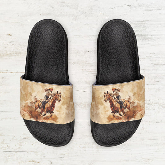 Barrel Horse Racing Sandals, Easy, Comfortable Slide On Art Shoes - FlooredByArt