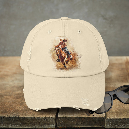 Barrel Racing Cowgirl Rodeo Hat, Barrel Racer Cowgirl Baseball Style Cap - FlooredByArt