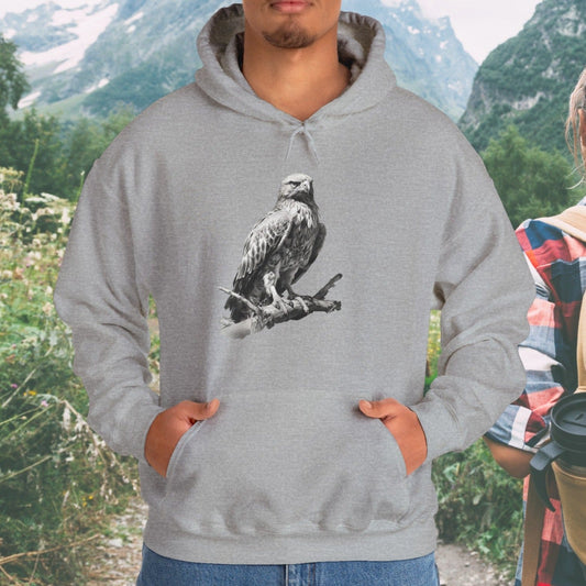 Bird Wildlife Hoodie, Red Tail Hawk Artwork on Sweatershirt - FlooredByArt