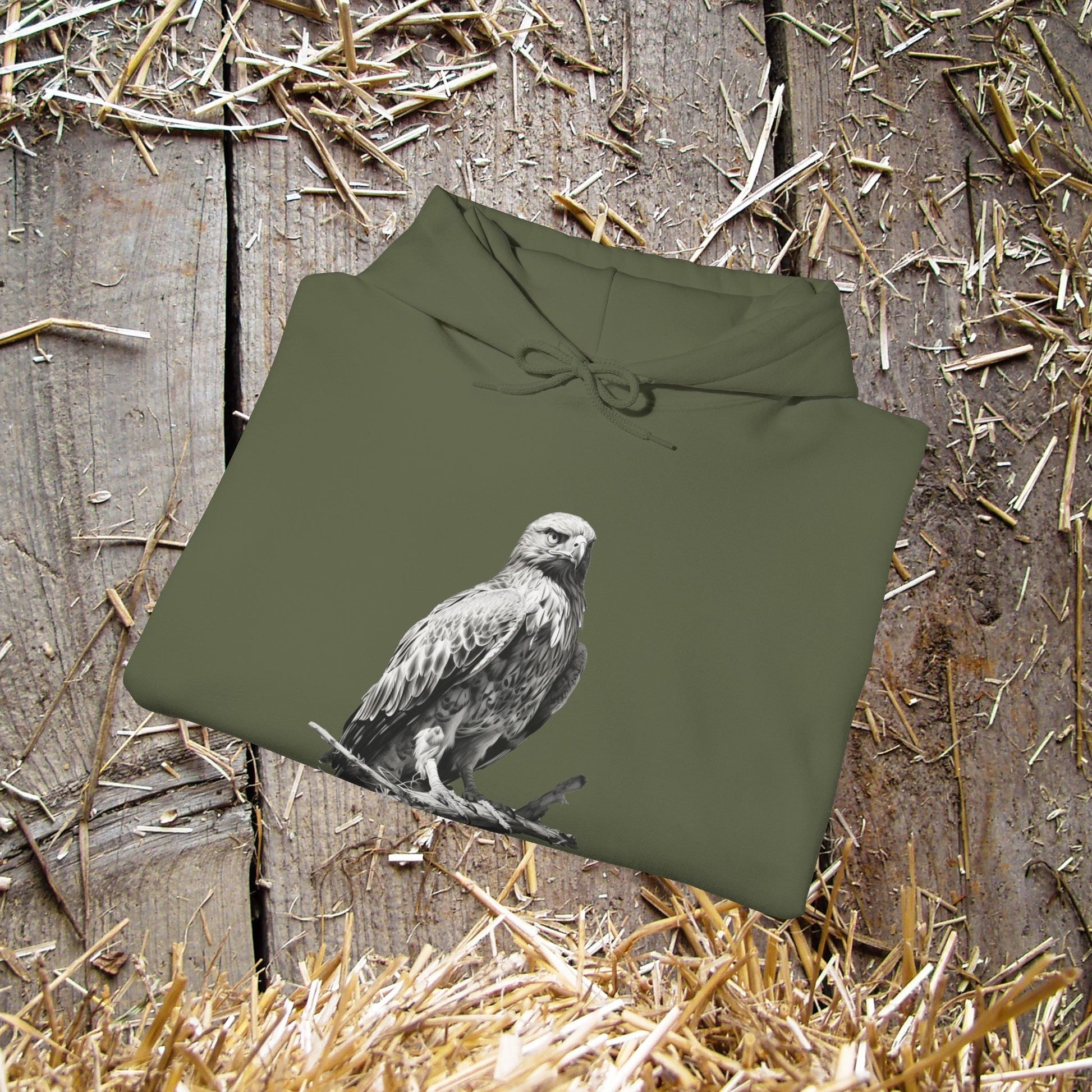 Bird Wildlife Hoodie, Red Tail Hawk Artwork on Sweatershirt - FlooredByArt