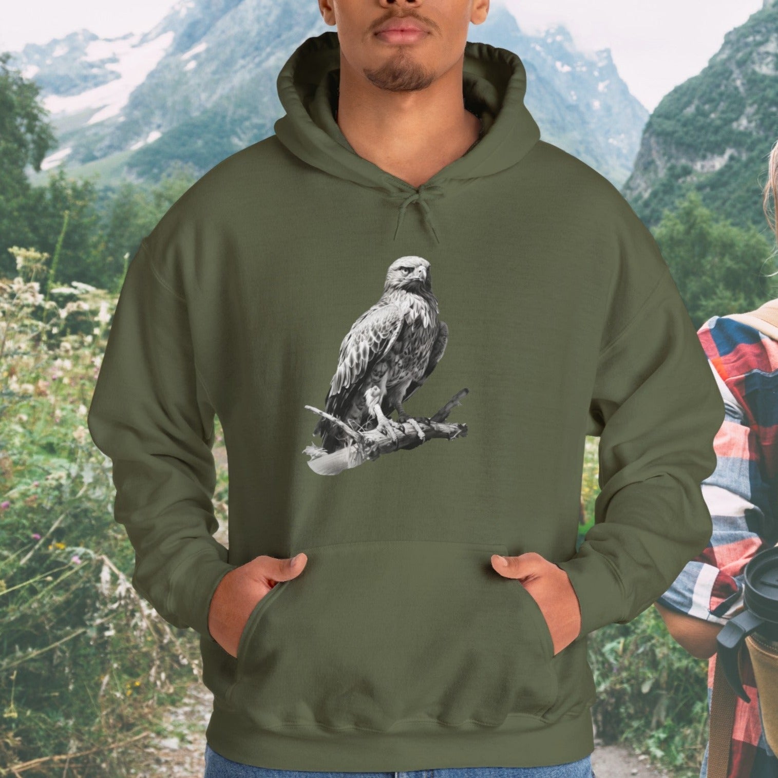 Bird Wildlife Hoodie, Red Tail Hawk Artwork on Sweatershirt - FlooredByArt