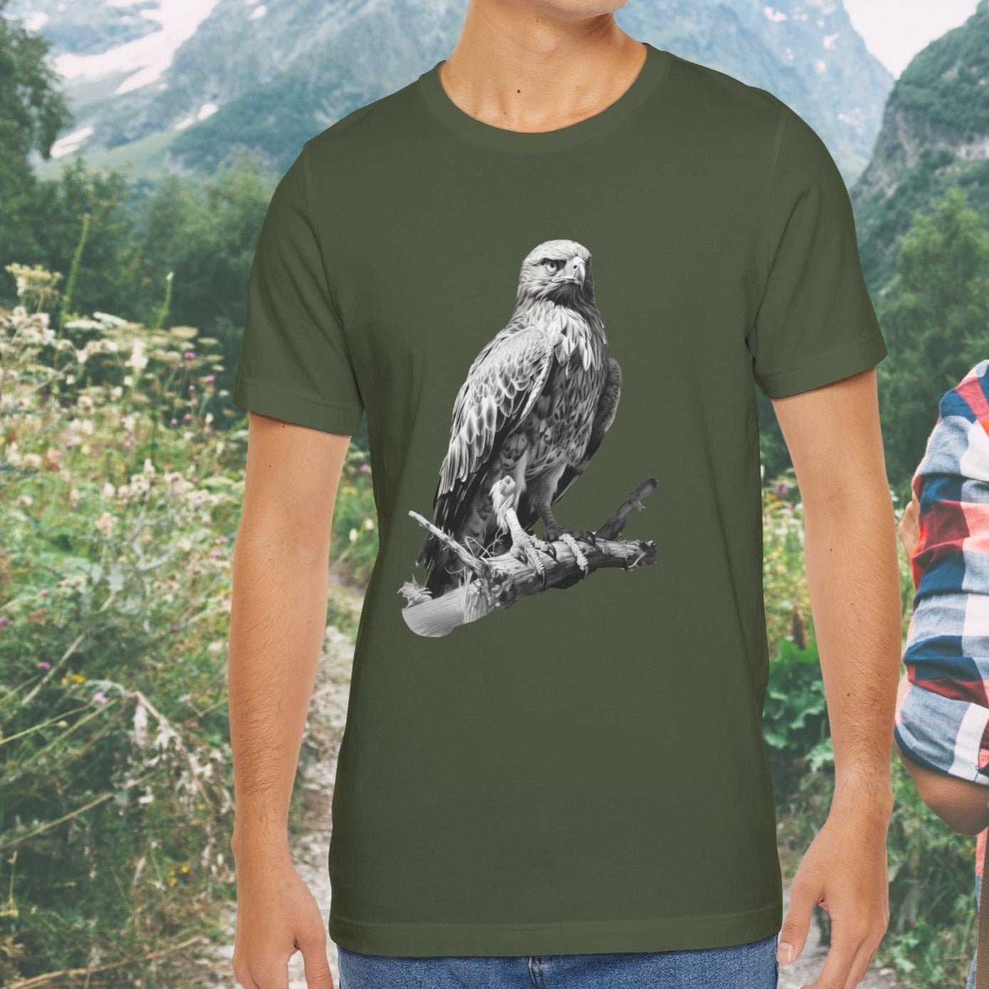 Bird Wildlife Tshirt, Red Tail Hawk Artwork on Tee, Protect National Parks - FlooredByArt