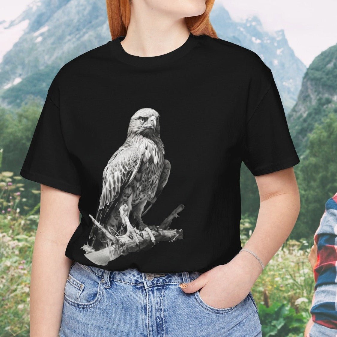 Bird Wildlife Tshirt, Red Tail Hawk Artwork on Tee, Protect National Parks - FlooredByArt