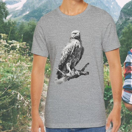 Bird Wildlife Tshirt, Red Tail Hawk Artwork on Tee, Protect National Parks - FlooredByArt