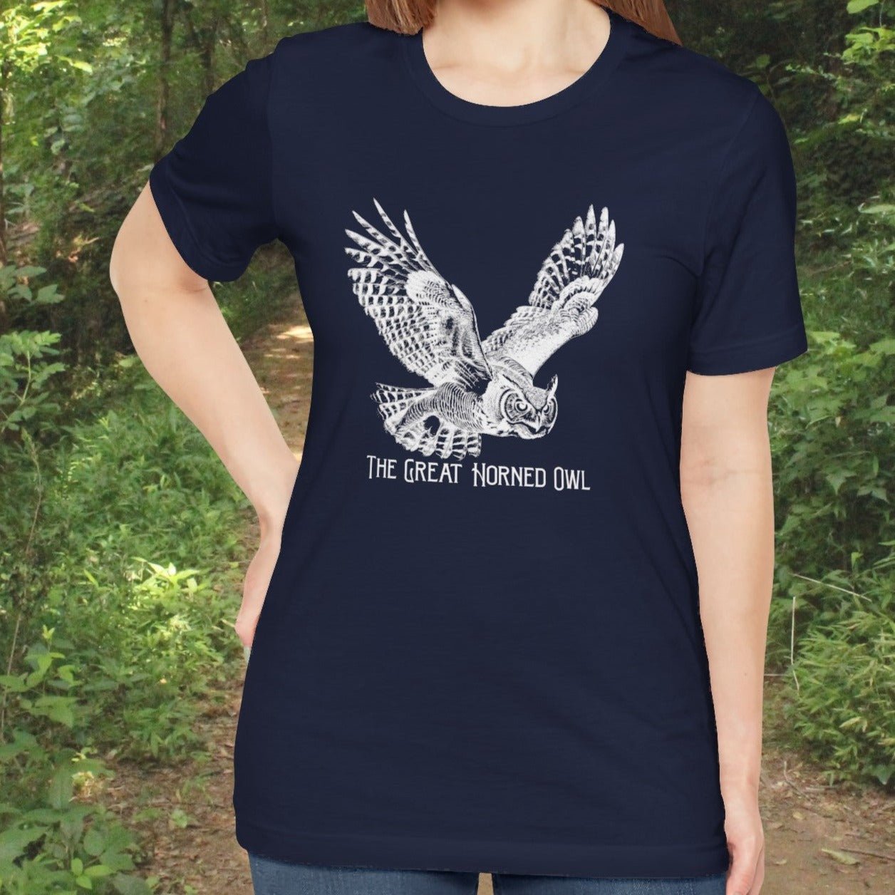 Bird Wildlife Tshirt, The Great Horned Owl Artwork on Tee, Protect National Parks - FlooredByArt