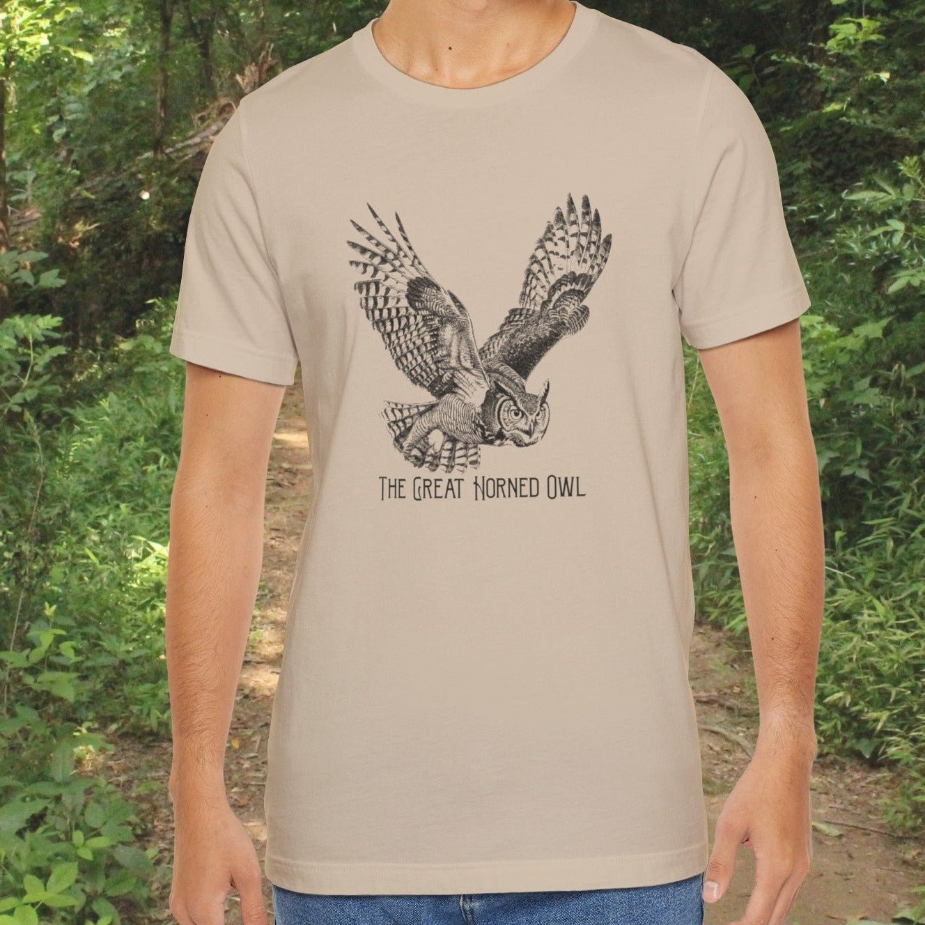 Bird Wildlife Tshirt, The Great Horned Owl Artwork on Tee, Protect National Parks - FlooredByArt