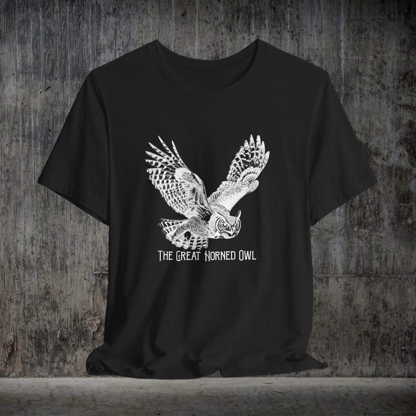 Bird Wildlife Tshirt, The Great Horned Owl Artwork on Tee, Protect National Parks - FlooredByArt