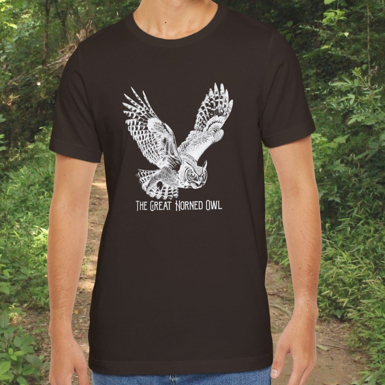 Bird Wildlife Tshirt, The Great Horned Owl Artwork on Tee, Protect National Parks - FlooredByArt