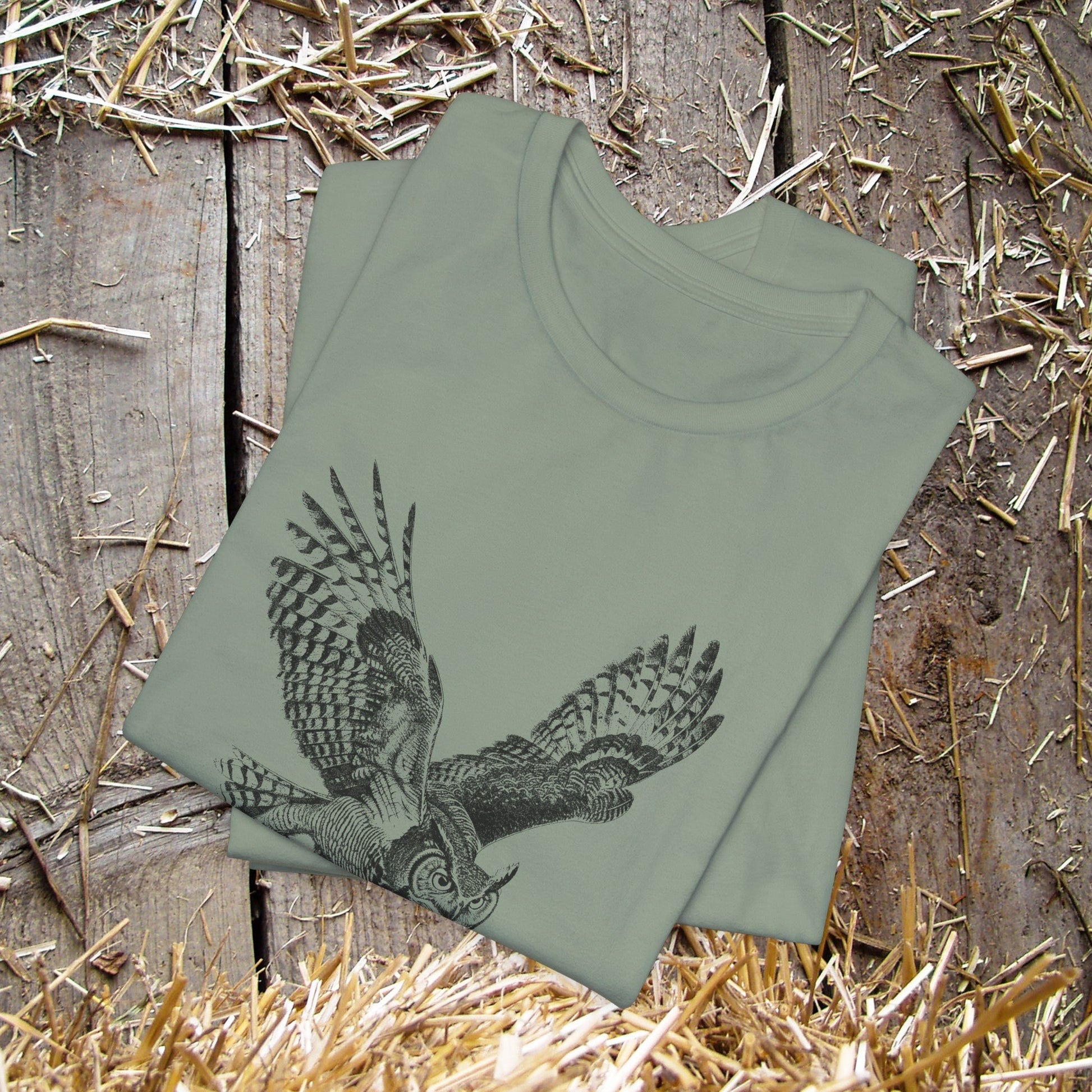 Bird Wildlife Tshirt, The Great Horned Owl Artwork on Tee, Protect National Parks - FlooredByArt