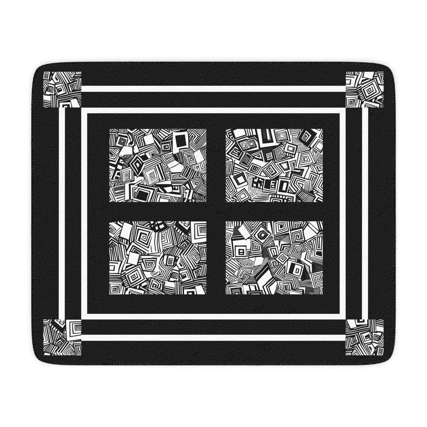 Black and White Abstract Sherpa Blanket – Modern Soft Throw for Cozy Decor - FlooredByArt