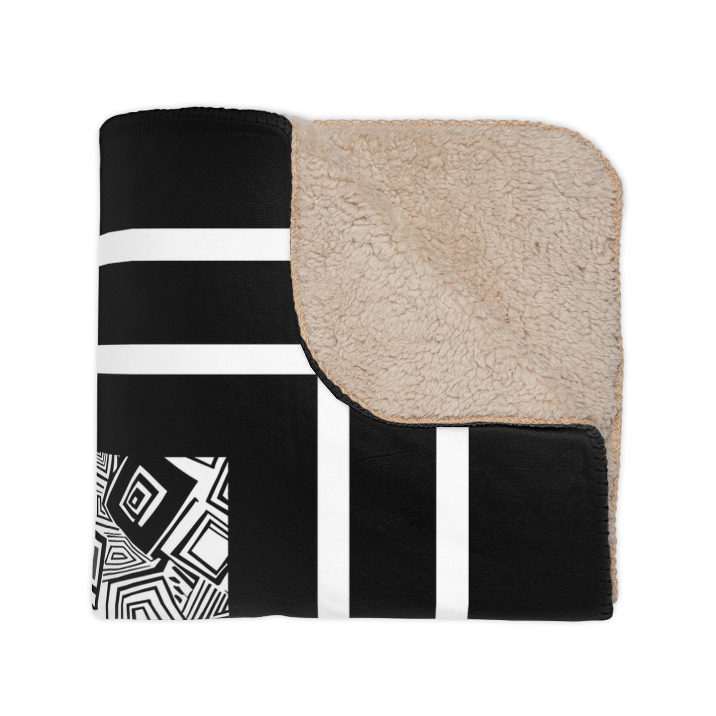 Black and White Abstract Sherpa Blanket – Modern Soft Throw for Cozy Decor - FlooredByArt