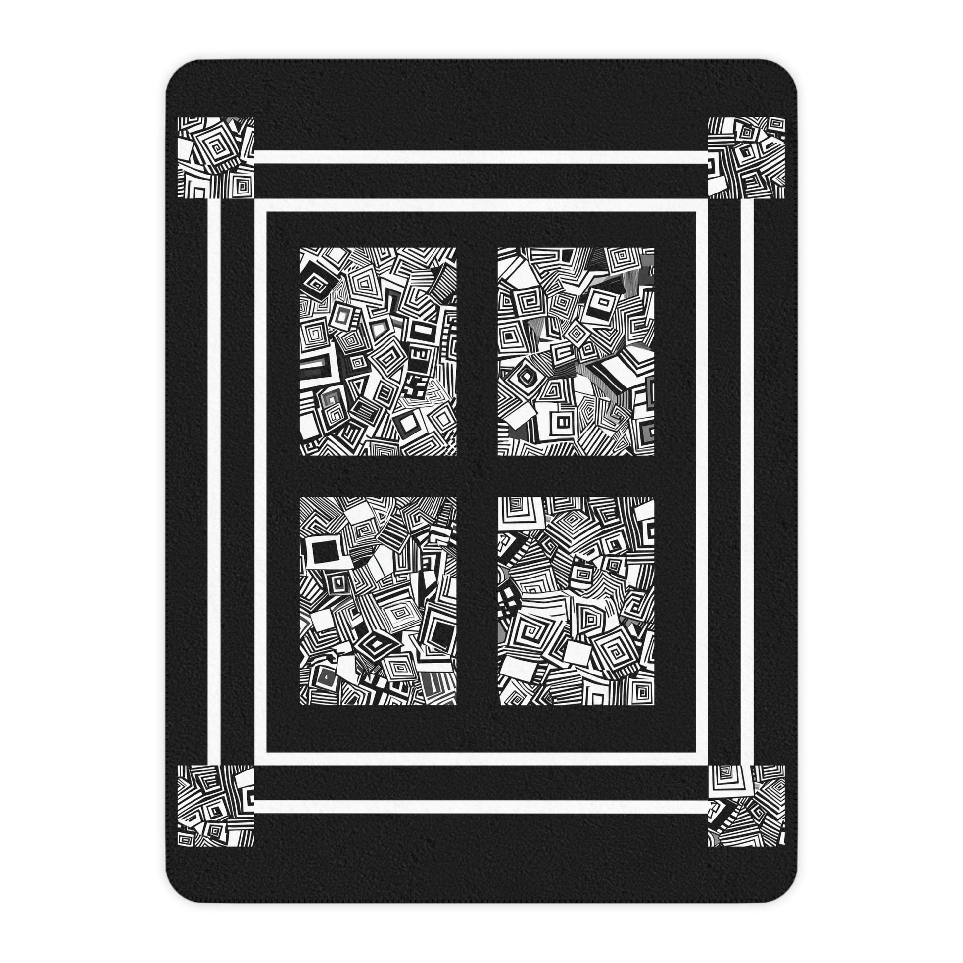 Black and White Abstract Sherpa Blanket – Modern Soft Throw for Cozy Decor - FlooredByArt