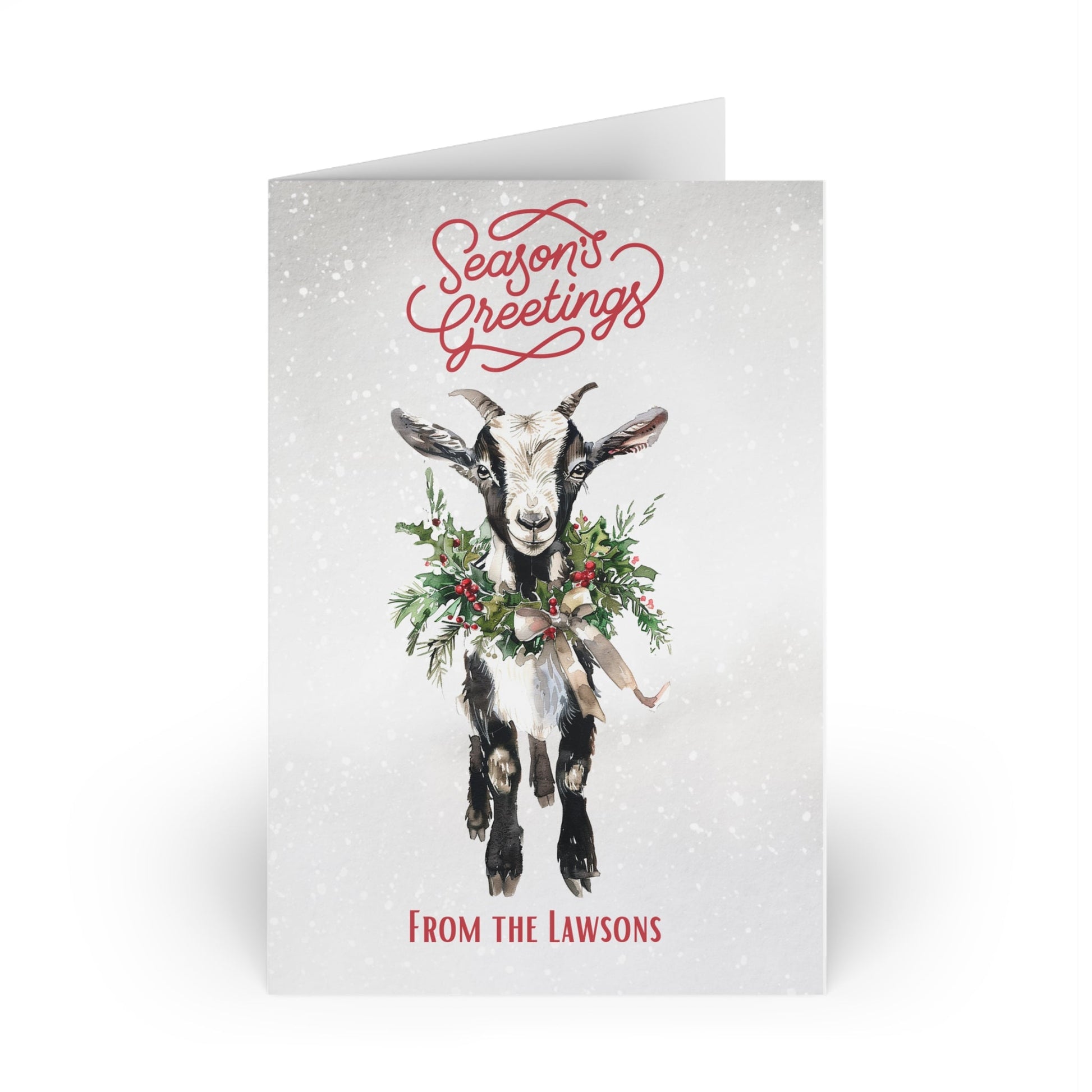 Black and White Baby Christmas Goat Artwork Blank Christmas Greeting Cards - FlooredByArt