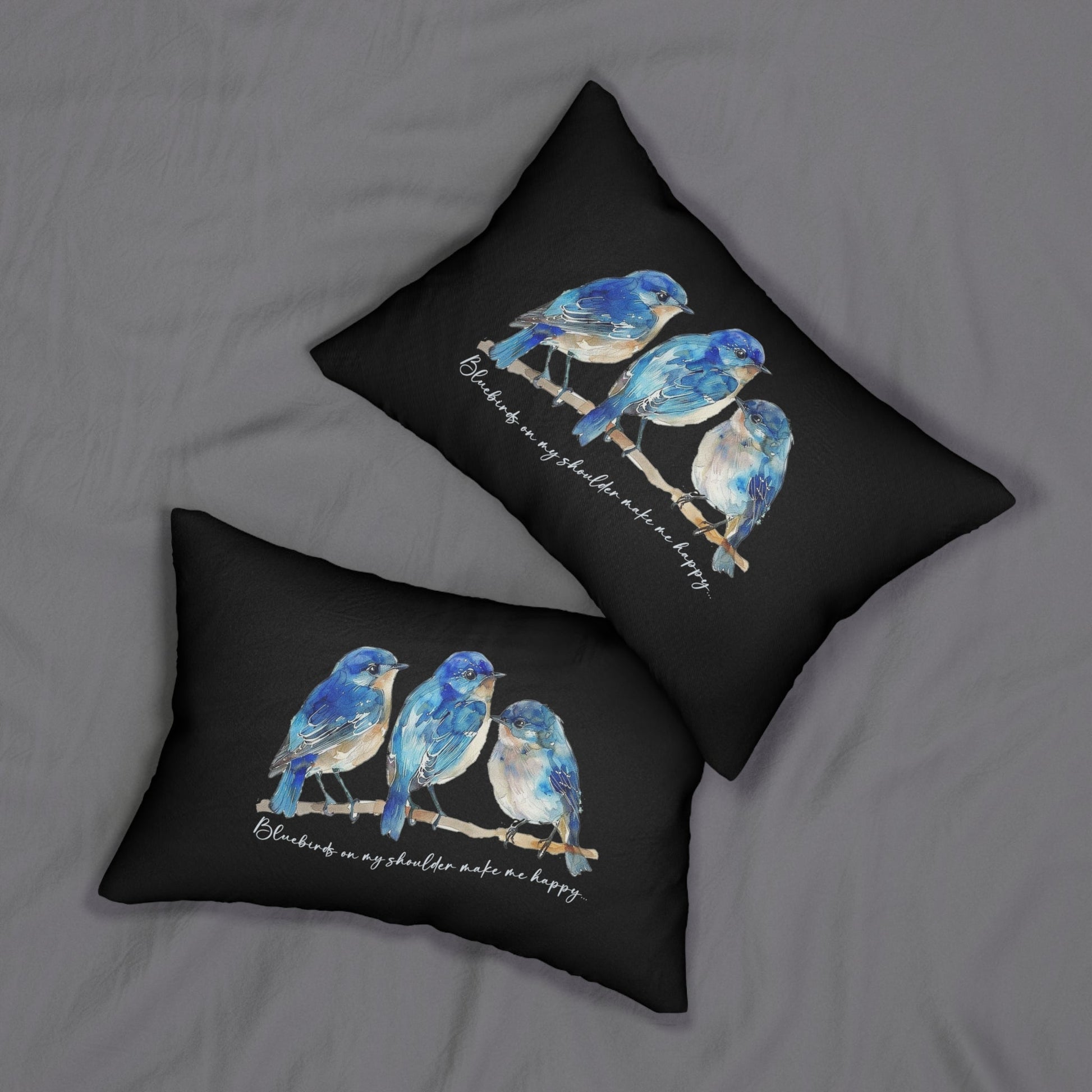 Bluebird Art Throw Pillow, Bluebird Accent Pillow Room Decor - FlooredByArt