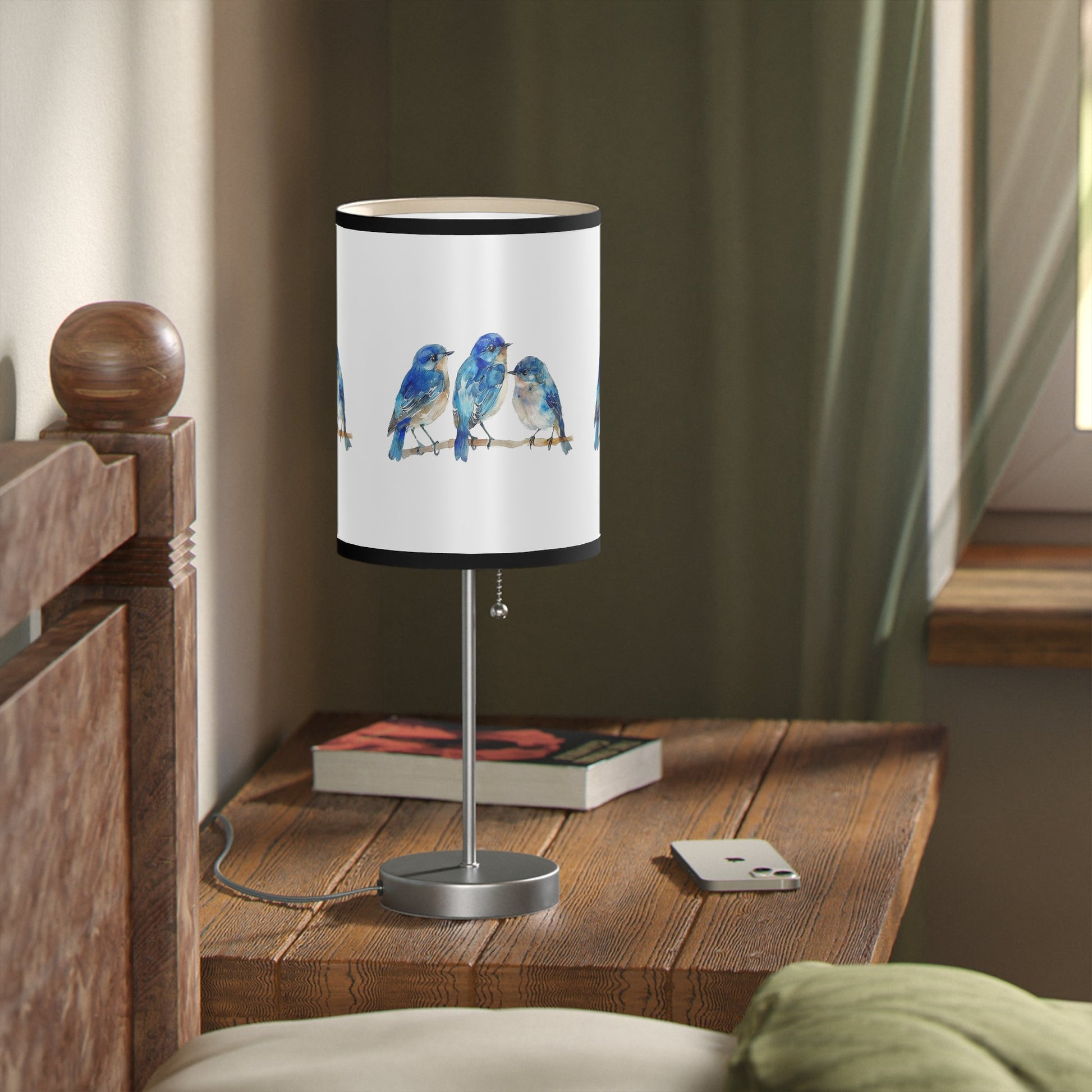 Bluebird Desk Lamp, Cute Decorator Bluebird Lamp Bird Lover, A Birders Accent Lamp - FlooredByArt