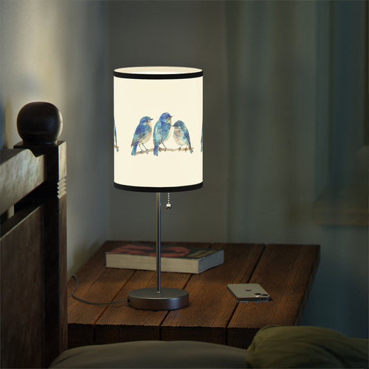 Bluebird Desk Lamp, Cute Decorator Bluebird Lamp Bird Lover, A Birders Accent Lamp - FlooredByArt