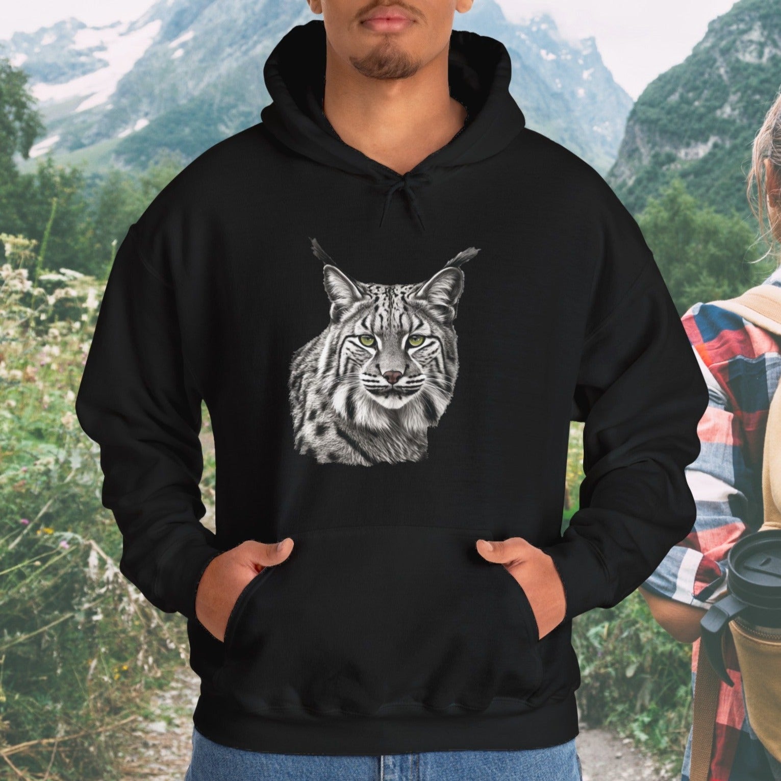 Bobcat Art Hoodie, Wildlife Appreciation and Camping Shirt - FlooredByArt