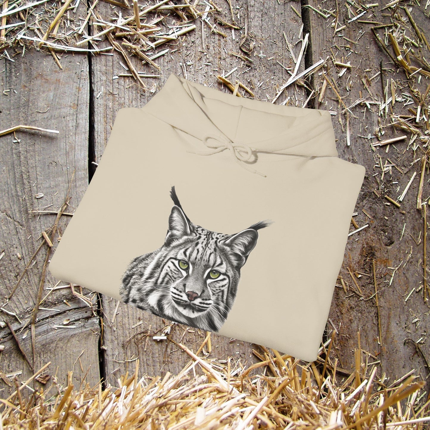 Bobcat Art Hoodie, Wildlife Appreciation and Camping Shirt - FlooredByArt