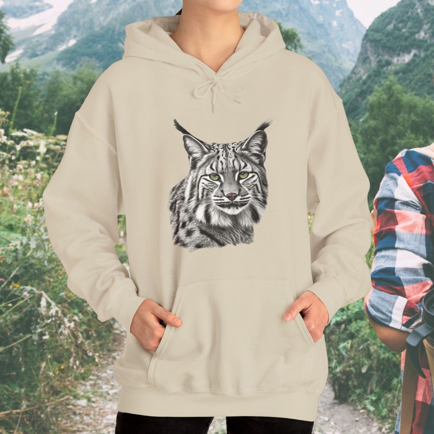 Bobcat Art Hoodie, Wildlife Appreciation and Camping Shirt - FlooredByArt