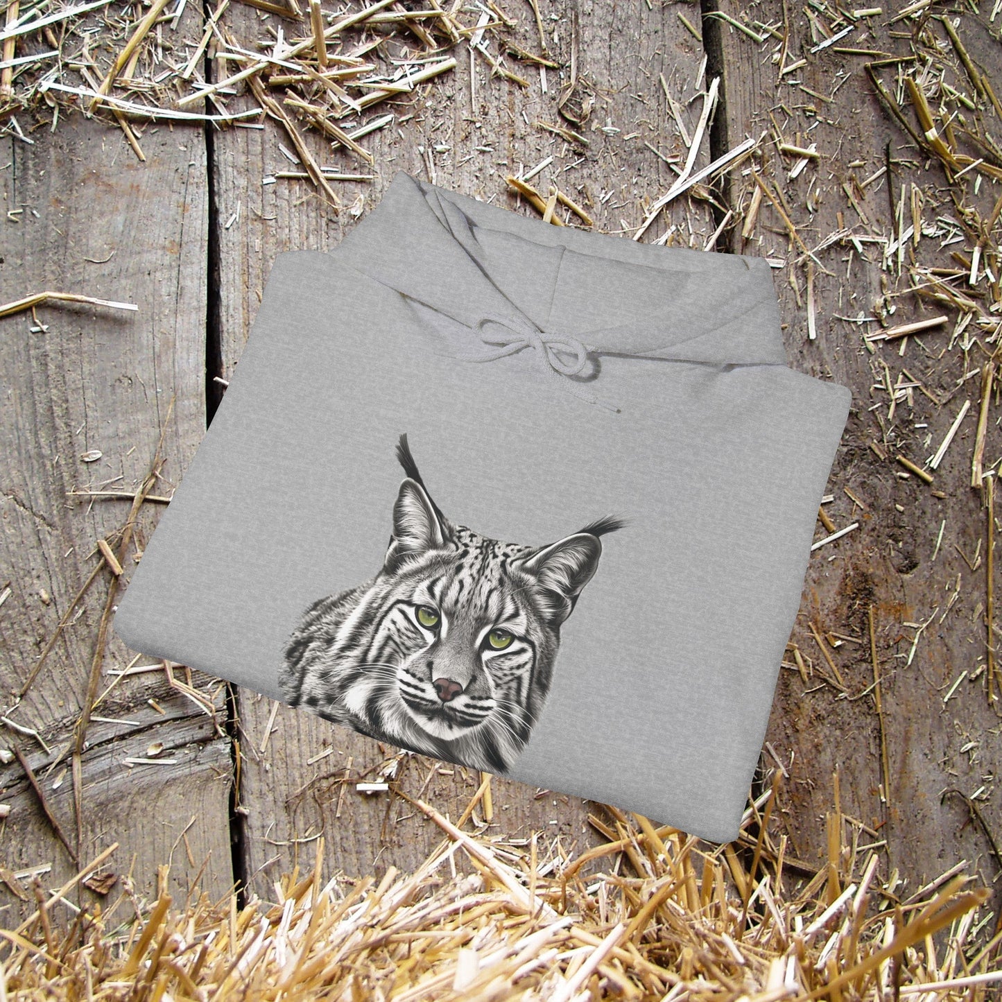 Bobcat Art Hoodie, Wildlife Appreciation and Camping Shirt - FlooredByArt