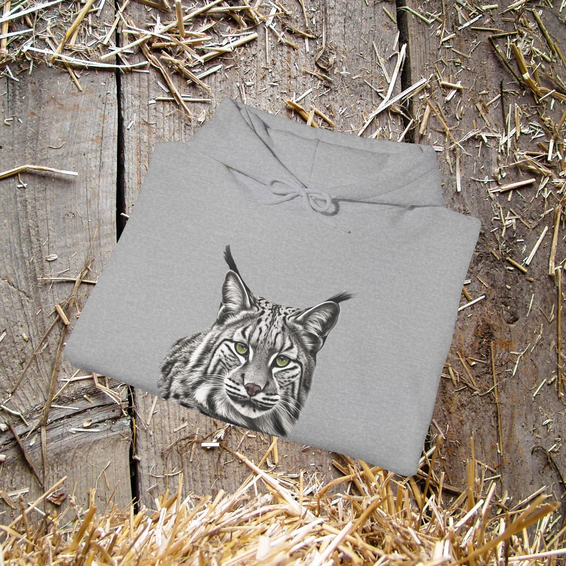 Bobcat Art Hoodie, Wildlife Appreciation and Camping Shirt - FlooredByArt