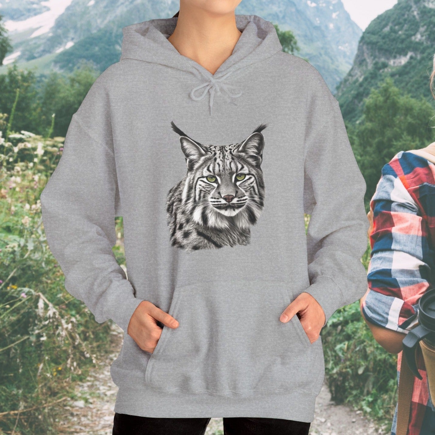 Bobcat Art Hoodie, Wildlife Appreciation and Camping Shirt - FlooredByArt