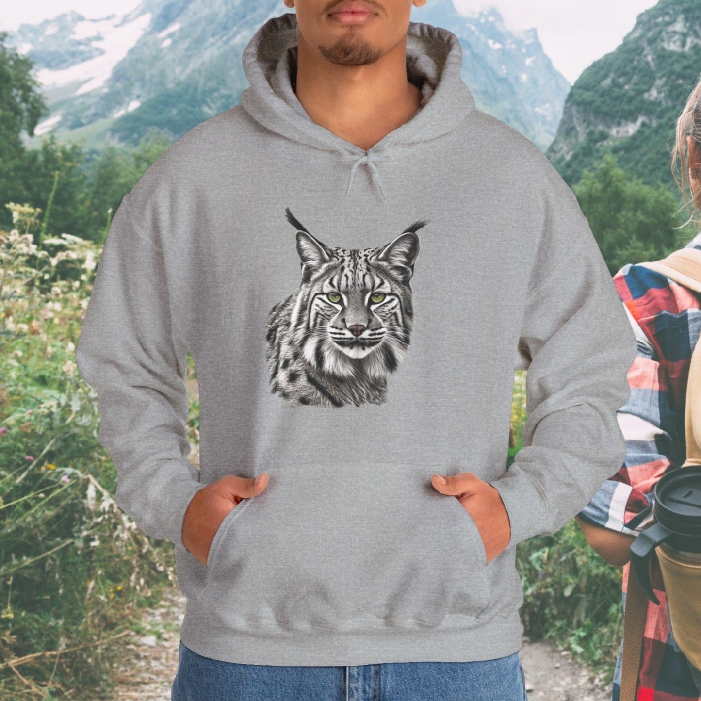 Bobcat Art Hoodie, Wildlife Appreciation and Camping Shirt - FlooredByArt