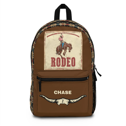 Boys Personalized Rodeo Backpack with Aztec Design, Western Back to School Bookbag - FlooredByArt