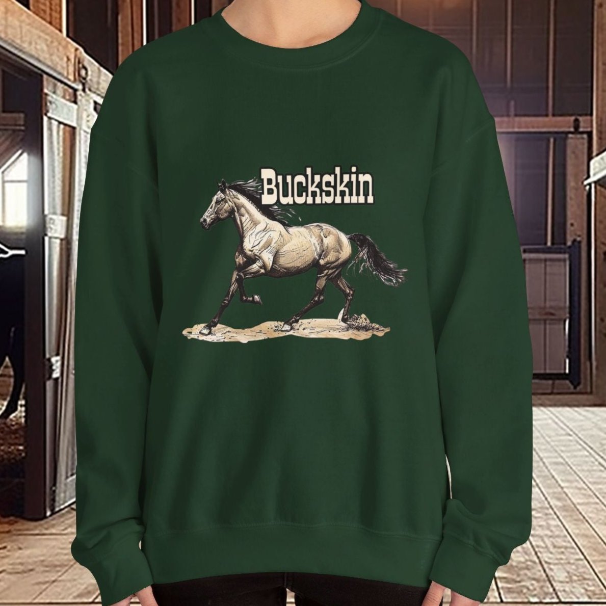 Buckskin Horse Sweatshirt ART, Buckskin Horse Lover Sweater - FlooredByArt