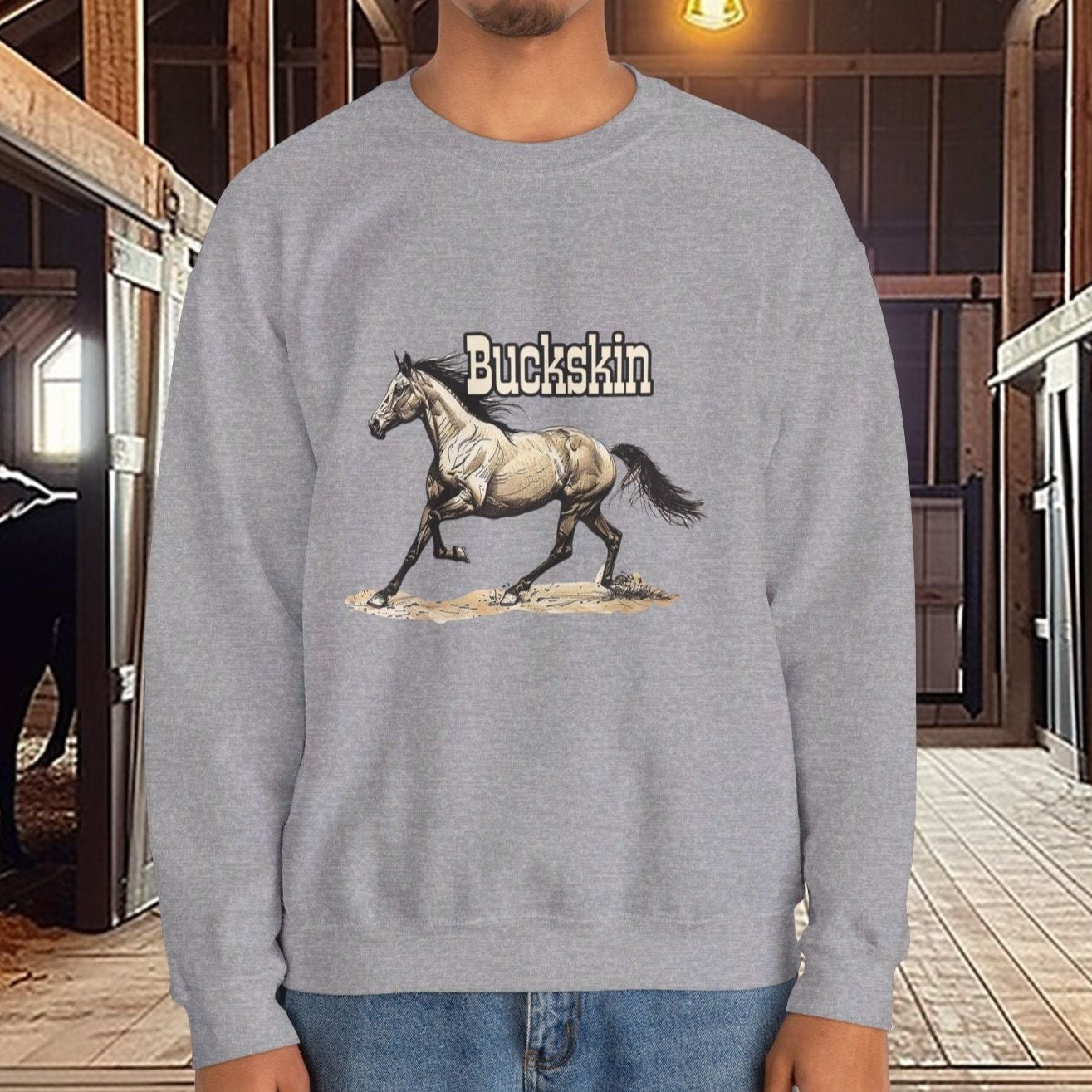 Buckskin Horse Sweatshirt ART, Buckskin Horse Lover Sweater - FlooredByArt