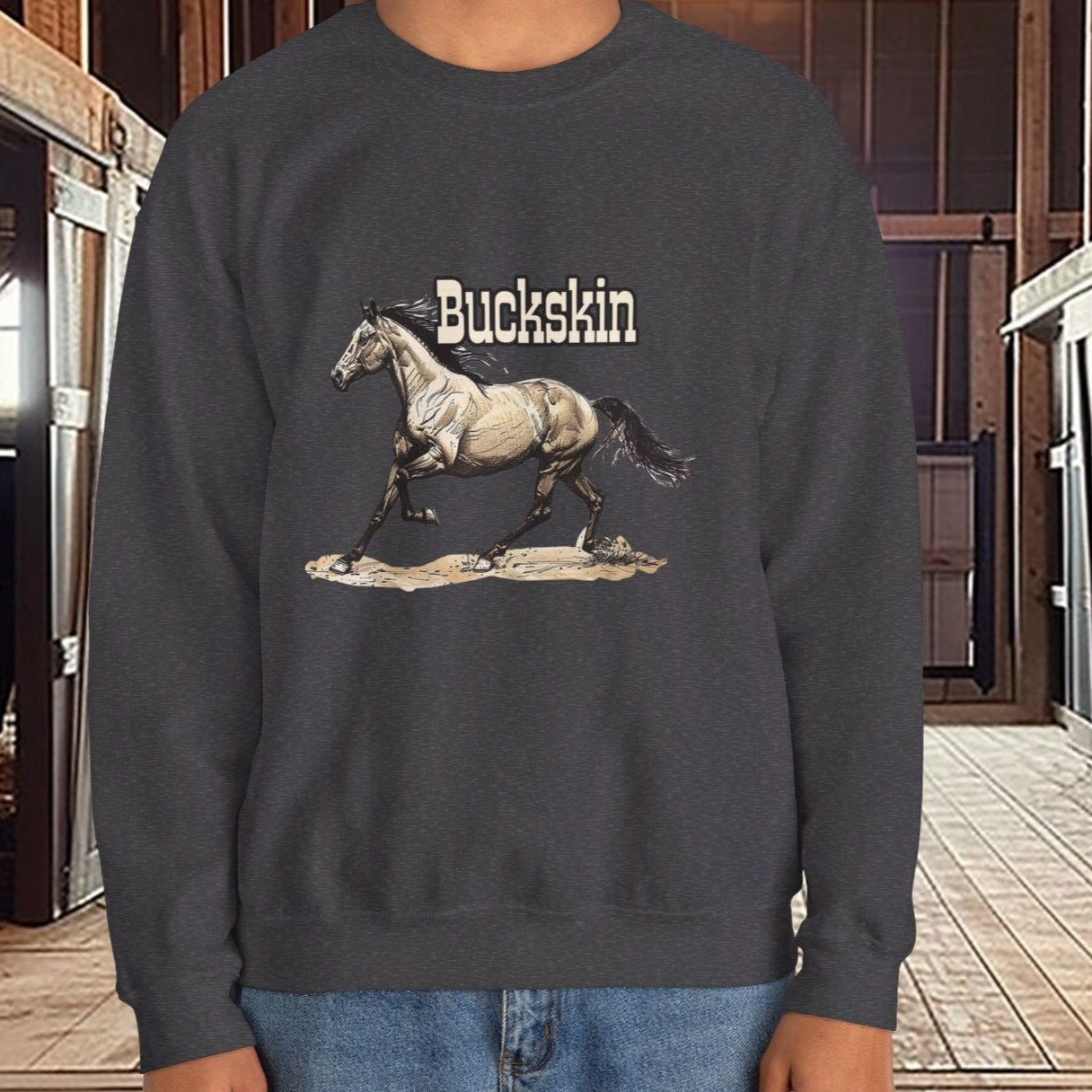 Buckskin Horse Sweatshirt ART, Buckskin Horse Lover Sweater - FlooredByArt